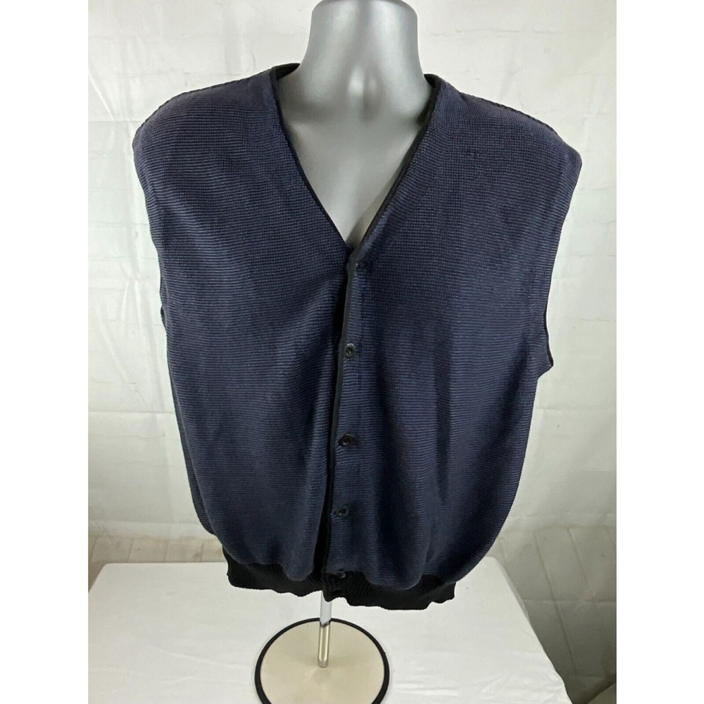 Men’s Bobby Jones Collection Knit Button Front Golf Sweater Vest Sz L Dark Blue